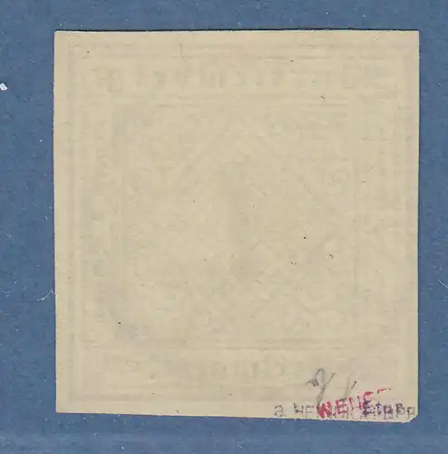 Württemberg 1851 1Kr. Mi.-Nr. 1a mit blauem Stempel, einwandfrei, mehrfach sign.