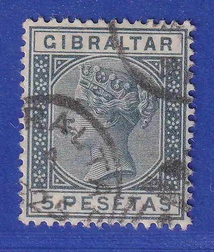 Gibraltar 1889 span. Währung  5 Pta  schiefer Mi.-Nr. 29 gestempelt
