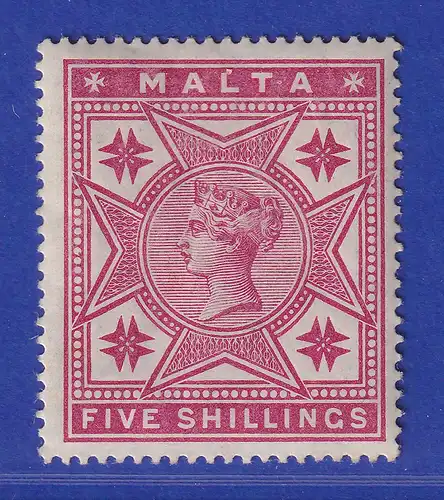 Malta 1886 Victoria und Malteserkreuze 5 Shilling Mi.-Nr. 10 ungebraucht *