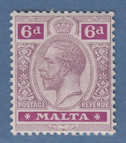 Malta 1914 König Georg V.  6 P.  Mi.-Nr. 48 ungebraucht *
