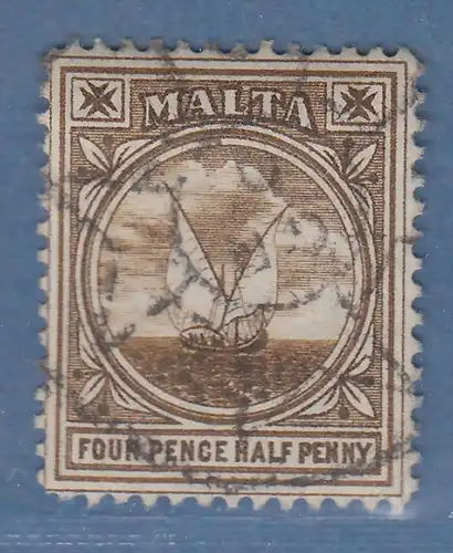 Malta 1905 Freimarke Gozo-Fischerboot Mi.-Nr. 30 gestempelt