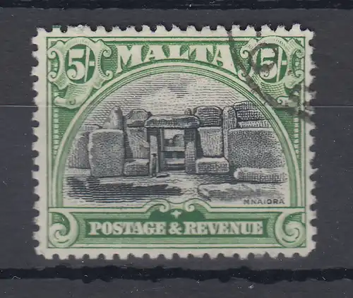 Malta 1930 Freimarke 5 Shilling Ruinen von Mnaidra Mi-Nr. 167 gestempelt.