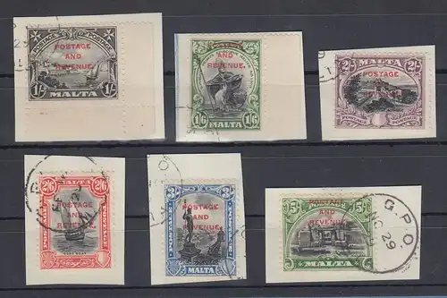 Malta 1928 Freimarken Mi-Nr. 143,144,145,146,147 und 148 gestempelt.