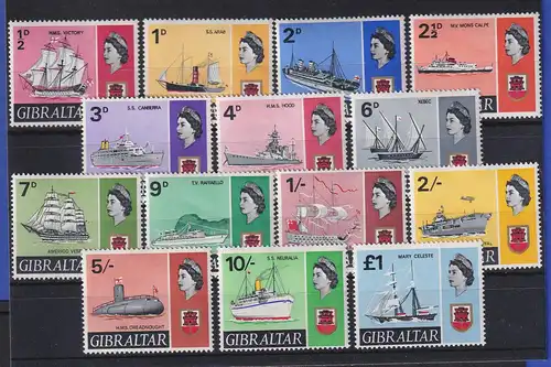Gibraltar 1967 Freimarken Schiffe Mi.-Nr. 188-201 Satz 14 Werte kpl. **