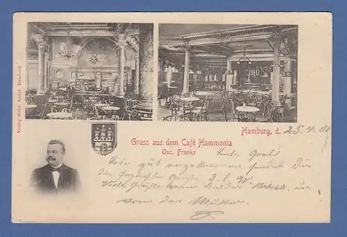AK Hamburg Gruß aus dem Cafe Hammonia gelaufen 1901 nach München
