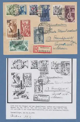 Saarland 22.4.1948 R-Brief aus Merzig mit Mischfrankatur Saar II und Saar III. 