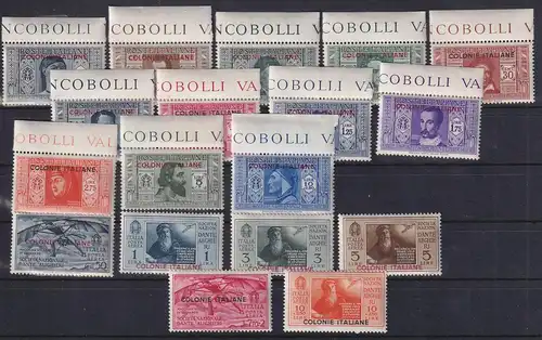 Italienische Kolonien Dante-Gesellschaft  Mi.-Nr. 1-18 Satz kpl. * / **