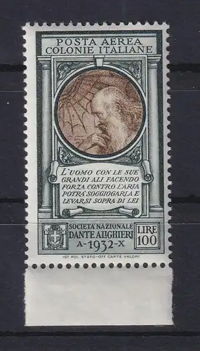 Italienische Kolonien 1932 Dante-Gesellschaft Leonardo da Vinci  Mi.-Nr. 19 **