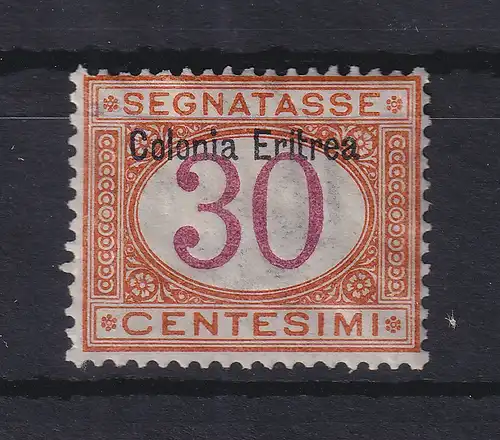 Italienisch-Eritrea 1903 Portomarke Aufdruck oben 30 C. Mi.-Nr. 4 I ungebr. *