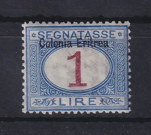 Italienisch-Eritrea 1903 Portomarke Aufdruck oben 1 Lire Mi.-Nr. 8 I ungebr. *