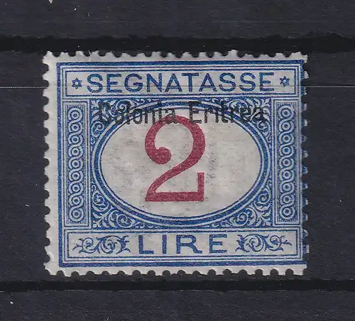 Italienisch-Eritrea 1903 Portomarke Aufdruck oben 2 Lire Mi.-Nr. 9 I ungebr. *
