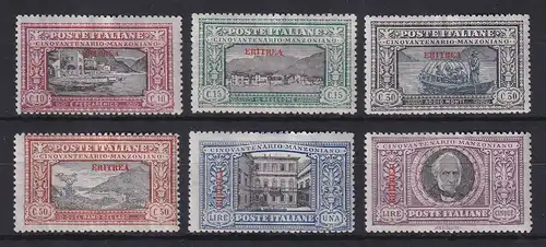 Italienisch-Eritrea 1924 Alessandro Manzoni Mi.-Nr. 74-79 Satz 6 Werte kpl. *