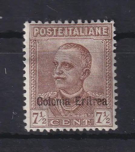 Italienisch-Eritrea 1928 Freimarke Viktor Emanuel III. 7 1/2 C. Mi.-Nr. 140 *