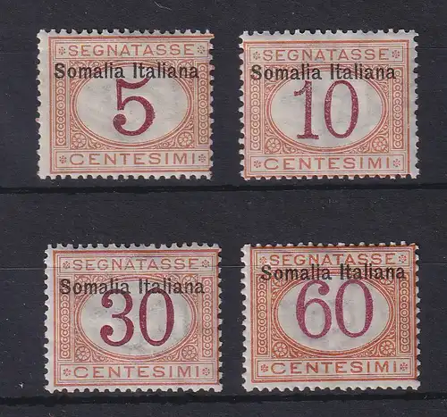 Italienisch-Somaliland 1909 Portomarken 4 Werte Mi.-Nr. 12,13,16,18 I  * 