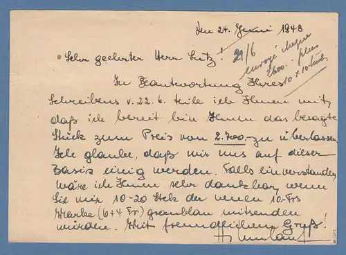 Saarland Freimarken Mi.-Nr. 241 und 242 auf Karte nach Metz, nachgesandt