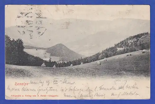 AK Österreich Raxalpe, gelaufen 1905