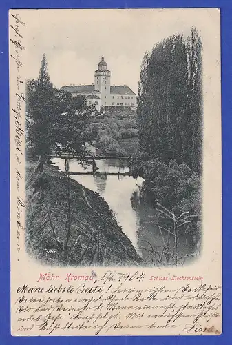 AK Österreich Mährisch Kromau Schloss Liechtenstein, gelaufen 1904 nach CHINA !