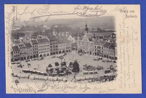 AK Österreich Gruss aus Budweis gelaufen 1901 nach Iglau
