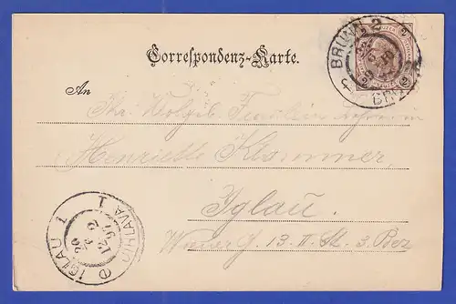 AK Österreich Gruss aus Brünn Stadttheater gelaufen 1897 nach Iglau
