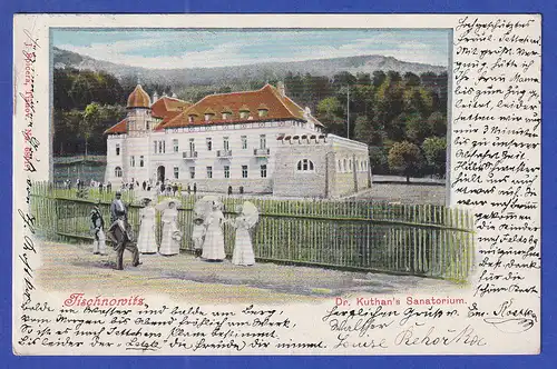 AK Österreich Tischnowitz Dr. Kuthan's Sanatorium 1901 gelaufen