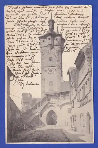 AK Bayern Rothenburg ob der Tauber Klingentor gelaufen 1905 nach Italien