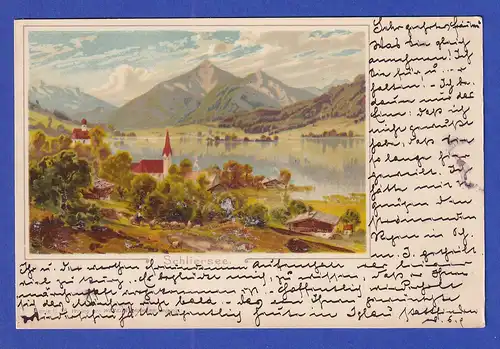 AK Bayern Schliersee Künstlerkarte beschriftet (aber nicht gelaufen)