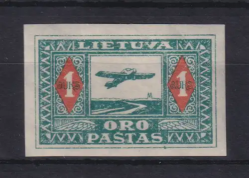 Lietuva / Litauen 1921 Flugpostmarke 1A UNGEZÄHNT Mi.-Nr. 106 U ungebraucht *