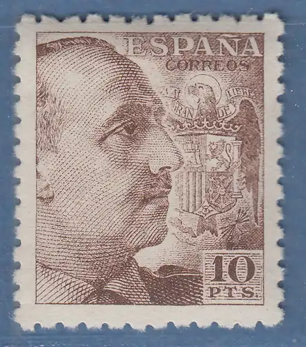 Spanien 1945 Freimarke General Franco 10 PTS A-Zähnung Mi.-Nr. 856 A * 