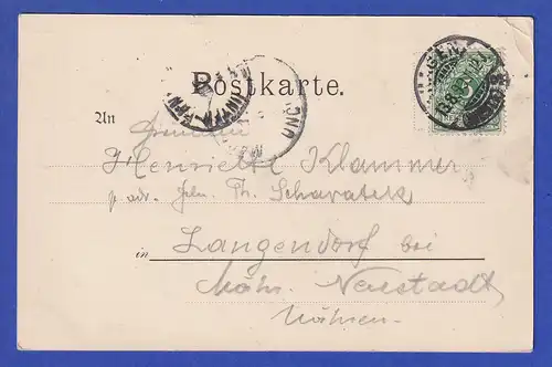 AK Gruss aus Hagen i. W. gelaufen 1899 nach Langendorf / Mähren