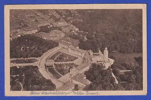 AK Karlsruhe Schloss aus der Luft, gelaufen 1922