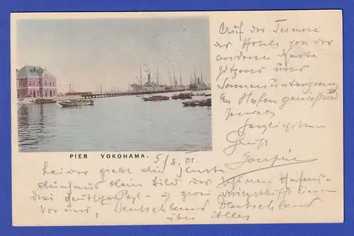 AK / Motivganzsache Japan Pier YOKOHAMA Lake 1901 gelaufen nach Mähren