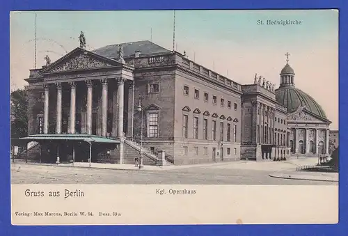 AK Berlin Opernhaus und Hedwigskirche 1911  gelaufen nach Tsinanfu  / China