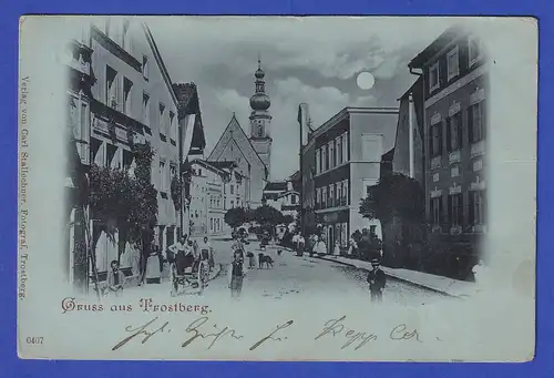 AK Bayern Gruss aus Trostberg bei Mondschein, gelaufen 1899