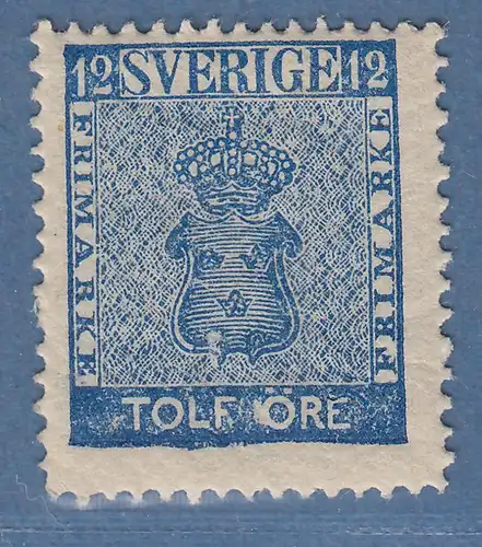 Schweden 1858 Freimarke Wappen 12 Öre blau Mi.-Nr. 9a ungebraucht *