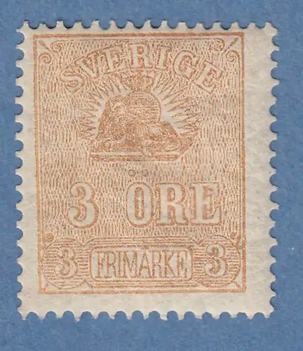 Schweden 1863 Freimarke kleiner Löwe 3 Öre braun Mi.-Nr. 14 II ungebraucht *