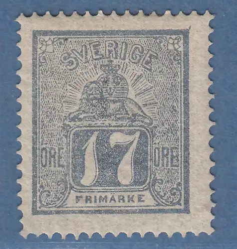 Schweden 1869 Freimarke Löwe 17 Öre grau Mi.-Nr. 15b ungebraucht *