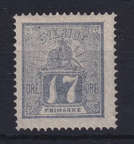 Schweden 1869 Freimarke Löwe 17 Öre grau Mi.-Nr. 15b ungebraucht *