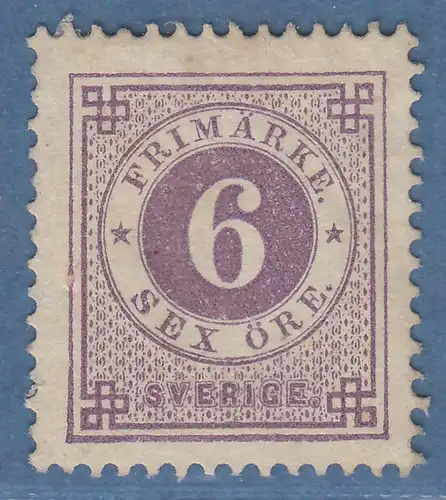 Schweden 1877 Freimarke 6 Öre grün Mi.-Nr. 20Ba ungebraucht *