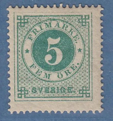Schweden 1872 Freimarke 5 Öre grün  Mi.-Nr. 19A ungebraucht *