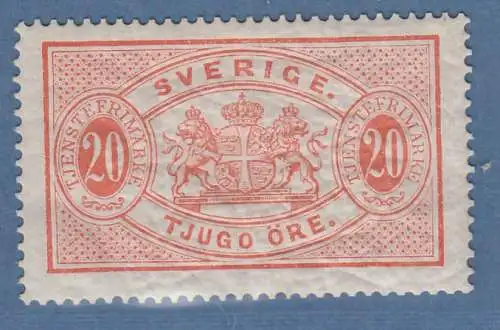 Schweden 1874 Dienstmarke 20 Öre rot gez.14 Mi.-Nr. 7A ungebraucht *