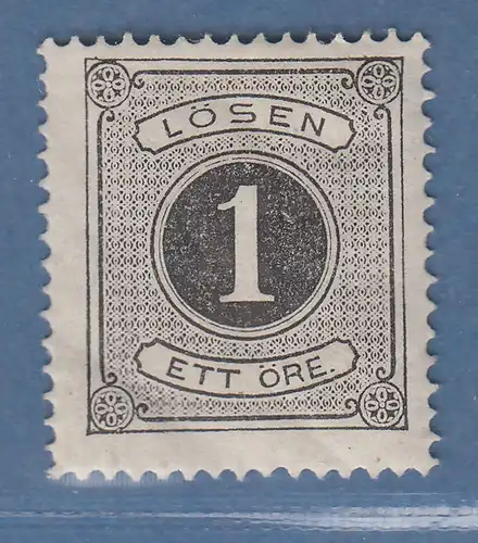 Schweden 1874 Portomarke 1 Öre schwarz gez.14 Mi.-Nr. 1A ungebraucht *
