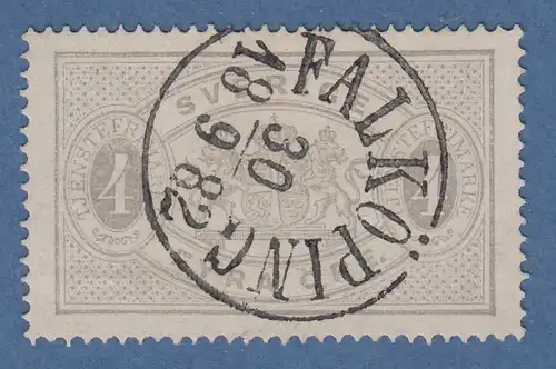 Schweden 1874 Dienstmarke 4 Öre grau gez.14 Mi-Nr. 2A gestempelt FALKÖPING