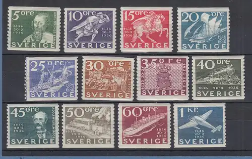 Schweden 1936  300 Jahre Schwedische Post Mi.-Nr. 227-238 A ungebraucht *