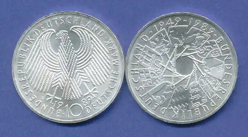 Bundesrepublik 10DM Silber-Gedenkmünze 1989, 40 Jahre Bundesrepublik