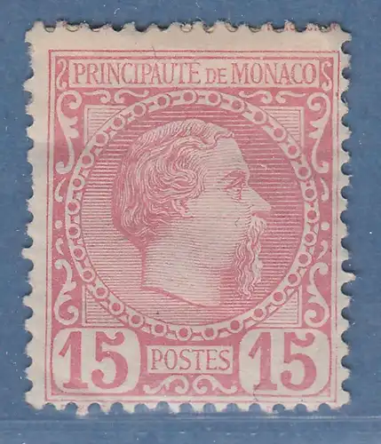 Monaco 1885 Freimarke Fürst Charles III. 15 C.  Mi.-Nr. 5 ungebraucht *