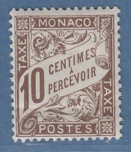 Monaco 1909 seltene Portomarke 10 C. dunkelbraun Mi.-Nr. 7 ungebraucht *