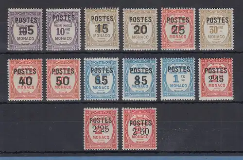 Monaco 1937-38 Portomarken als Freimarken Mi.-Nr. 149-62 Satz ungebraucht *