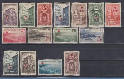 Monaco 1940 Freimarken mit Zuschlag Rotes Kreuz Mi-Nr. 205-19 Satz postfrisch **