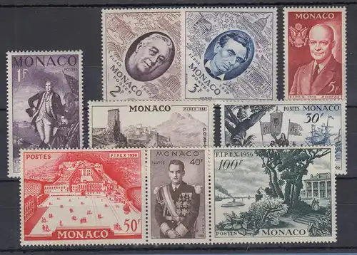 Monaco 1956 Briefm.-Ausstellung FIPEX New York  Mi.-Nr. 527-535 Satz kpl. **