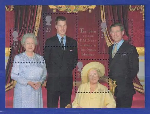 Großbritannien 2000 100. Geburtstag von Queen Mom Mi.-Nr. Block 9 ** 